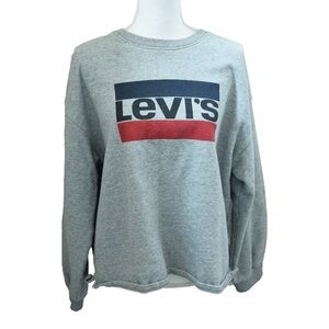 LEVI’S Sweatshirt Womens Size Medium Gray Spellout Oversized